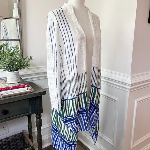 NIC + ZOE Lightweight Linen Blend Open Front Boho Duster Size L - Picture 3 of 13